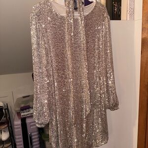 Cable & Gauge Silver Sequin dress